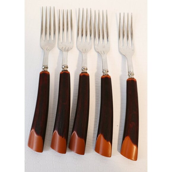Bakelite Steak Set by Glo-Hil GloHil Mid Century Forks Knives Flatware Cutlery 1 - Picture 2 of 5